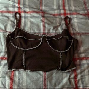 Brown Cropped Tank Top from Shein